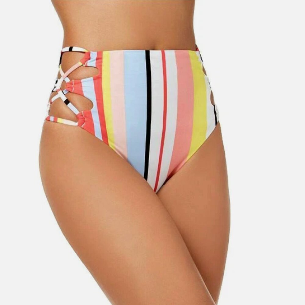 Bar lll Striped High Waisted Bikini Bottom XL